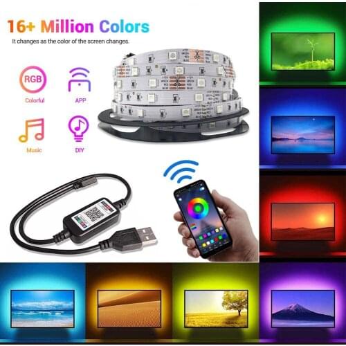 LED Strip Light Flexible Lamp Tape Bluetooth-compatible IR Remote Control Light Strips TV PC Backlight Holiday Party Decoration