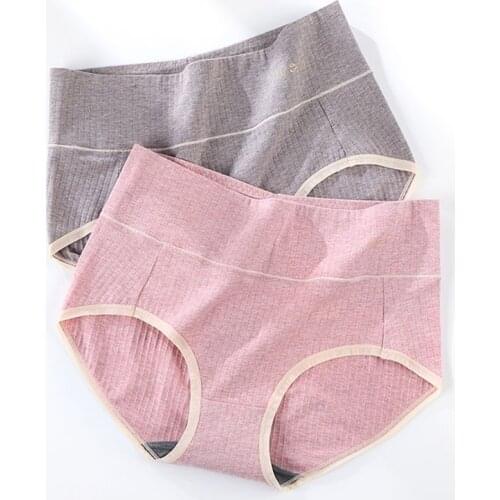Womens Cotton Panties Large Sizes New Breathable Soft Traceless High Waist Underwear Plus Size Women Cotton Briefs