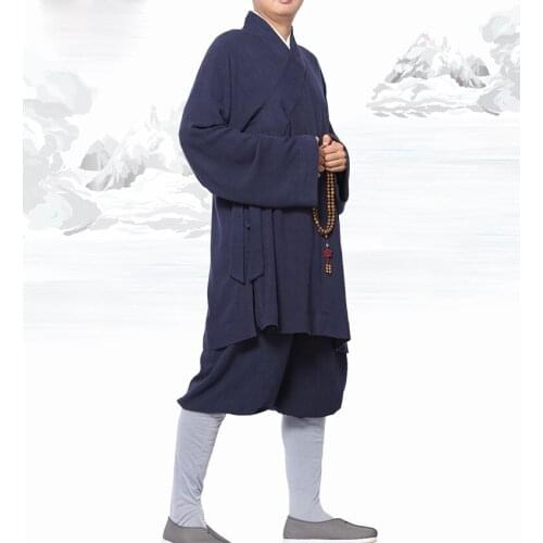 Unisex Buddhist Shaolin Monk Suits Robe Kung Fu Uniforms Zen Lay Lohan ARHAT Martial Arts Wushu Clothing blue/red/Coffee/Beige