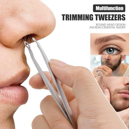 Universal Nose Hair Trimming Tweezers Round Tip Eyebrow Tweezer Forceps Plier Stainless Steel Nose Hair Clip Removal Tweezers