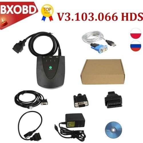 V3.103.066 HDS HIM With Adapter Diagnostic With Double Board USB1.1 To RS232 OBD2 Scanner Green Double PCB
