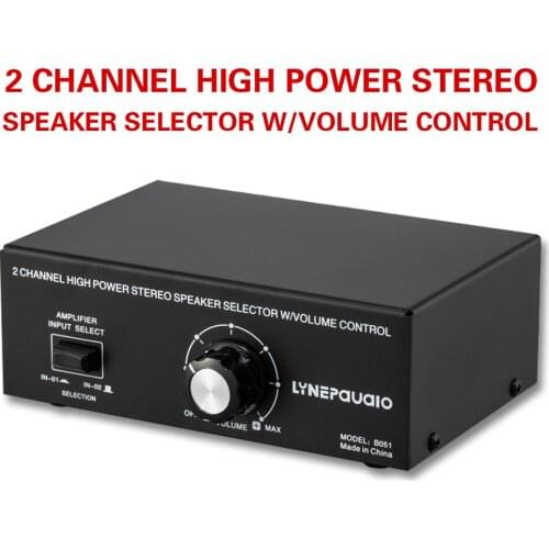 2 in 1 out power amplifier speaker selection switcher output with volume adjustment
