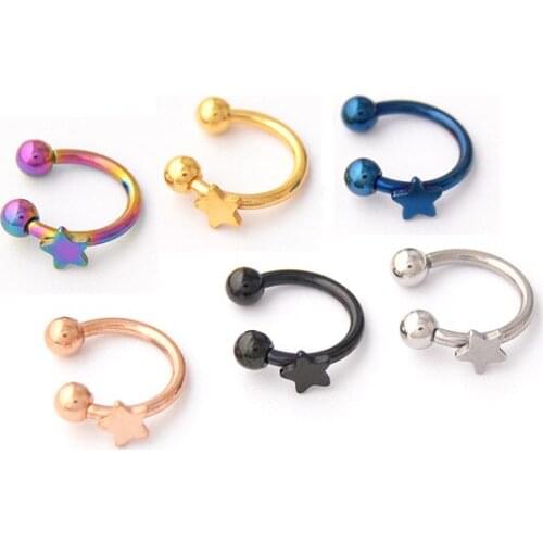 Fashion Women nipple shield BCR Earrings Color Gold Black Steel Star Charm Ball Ends Horse Shoe Eyes Nose Nail Earrings Jewelry