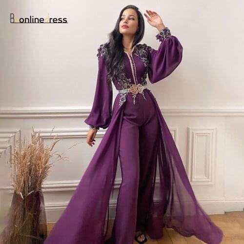 Robe de soiree Evening Dress Long Sleeves Pants Style Mulsim Dubai Ariabic Women Wear Formal Party Gowns Moroccan Kaftan Dresses
