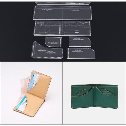 1 Set Acrylic Leather Template Home Handwork Leathercraft Pattern Tools Accessory Men Wallet Pattern DIY Model