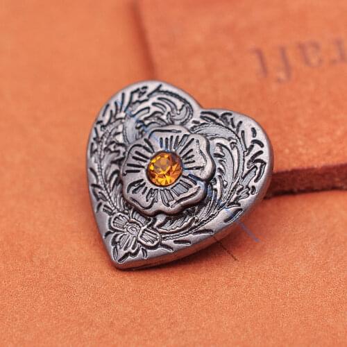 10 Set Horse Saddle Western Rodeo Bridle Sweet Heart Flower Rhinestone Leathercraft Conchos For Clothes Handbag Luggage bag