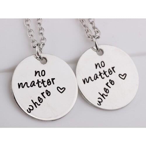 10PCS Alloy Round Lettering no matter where Inspirational Wish Necklace Jewelry For Christmas Gift Jewelry