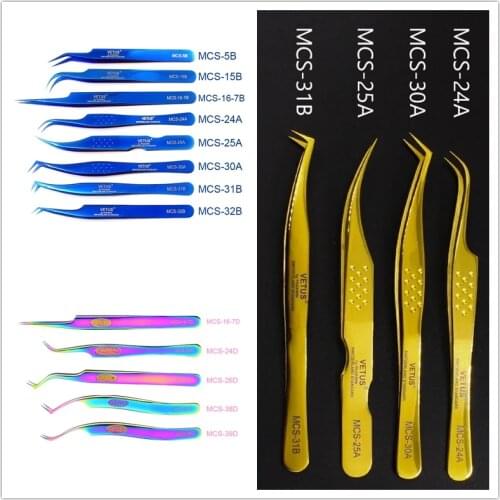 100% Vetus Tweezers Original Pinzas Premium Stainless Steel Super Fine Tip Improve for 3D 6D Lashes Extensions