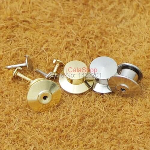 100 pcs Plated Locking Tie Tac Tack guard Pin Clutch Backs Brass for Rock Biker Nickel Gold choice F102