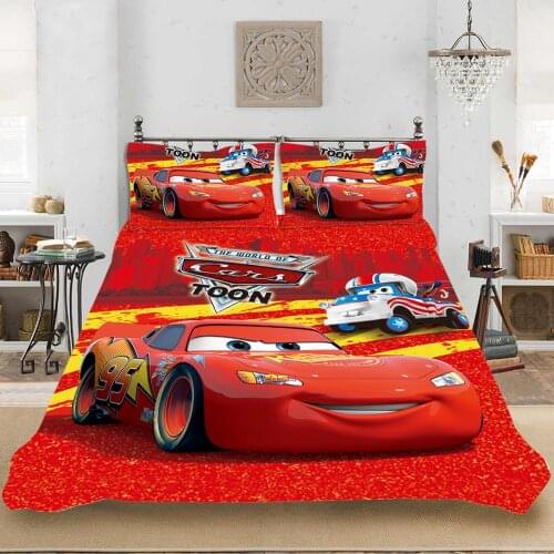 3D McQueen Car Bedding Set Fashion Duvet Cover Set Single Double Queen King Bedclothes Pillowcase Quilt cover Sets for Boys Gift