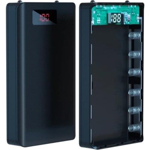 A6 LCD Display DIY 6x18650 Battery Case Power Bank Shell Portable External Box Without Battery Powerbank Protector