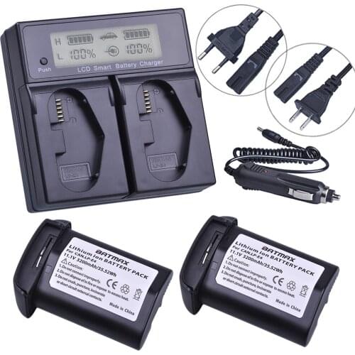 2Pcs 3200mAh LP-E4 LP E4 LPE4 Battery+ LCD Dual Fast Charger for Canon EOS-1D X / 1Ds Mark III / 1D Mark IV / 1D Mark III