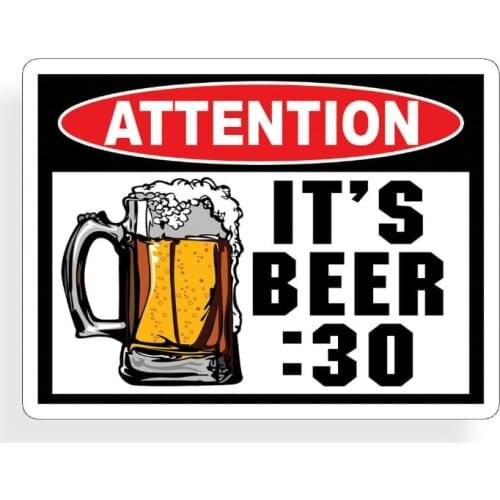 Beer 30 Attention Sticker Drink Drinking Cooler Cup Car Laptop Window Bar Decal