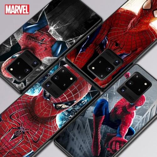 Marvel Spider-Man For Samsung A01 02 02S 11 12 21 21S 22 31 32 41 42 51 72 S20 Ultra Plus 4G 5G Black Soft phone Case