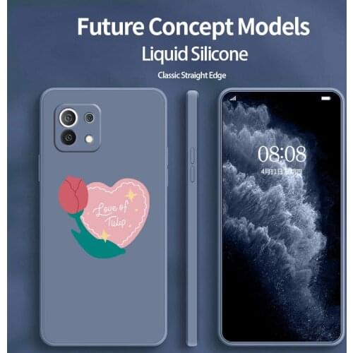 Pink Hearts Square Soft Case For Xiaomi Mi 11 11i 10T 9T 10 10S 9 8 lite Pro Poco F2 X2 F3 Pro Liquid Silicone Phone Cover Case