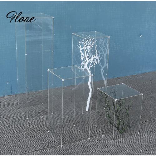 Wedding Party Stage Table Centerpieces Backdrop Acrylic Transparent Road Lead Crystal Folding Column Flower Stand Decorations