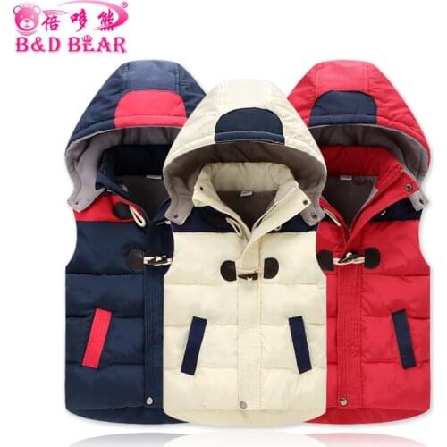 BD Bear Autumn Spring Winter Fashion Boys Girls New Thick Polar Fleece Lining Hooded Ask Warm Children Vests