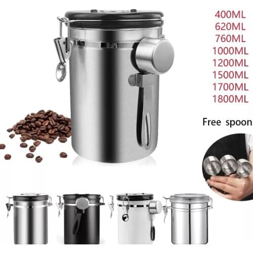 Stainless Steel Airtight Coffee Container Storage Canister Set Coffee jar Canister With Scoop For Coffee Beans Tea 1.5L/1.8L