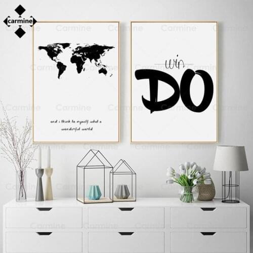 World Map Canvas Painting Nordic Wall Art Poster and Print Black White Minimalist Pictures for Living Room Home Mural Decoration