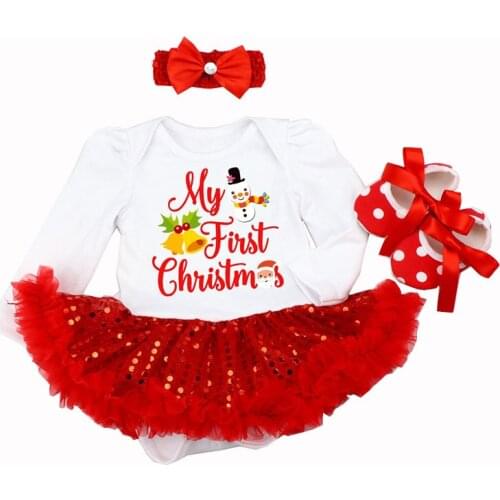Hot Sale My First Christmas Baby Girls Clothes Romper Newborn Minnie Jumpsuits Infant Bebes Clothing Babi Costumes Dress Outfit