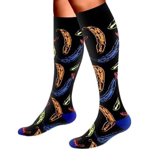 Compression Socks Unisex Sport Socks Running Travel Long Compress Fruit Socks Leg Pressure Anti-fatigue Socks Men Socks