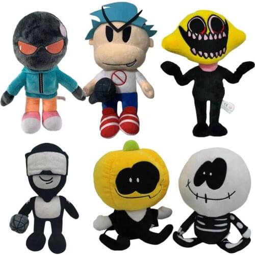 Hot 25cm Soft Spooky Month Skid Pump Boyfriend Lemon Monster Stuffed Boy Dolls Friday Night Funkin Plush Toys Halloween Gifts