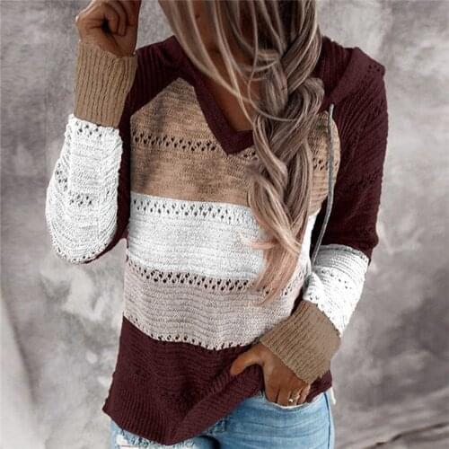 2020 New Sweater Knitted Casual Ladies Soft Thin Hollow V-neck Pullover Autumn Female High Quality Wild Sweater