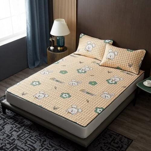 Ice silk cool latex cool three-piece set foldable washable printed air conditioning soft mat bed linings Mattress