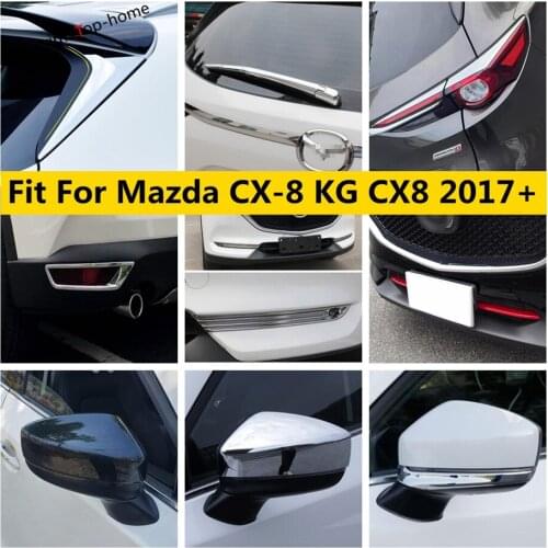 Front Rear Bumper Fog Light Frame Eyebrow Strip Window Sequins Rearview Mirror Caps Cover Trim For Mazda CX-8 KG CX8 2017 - 2021