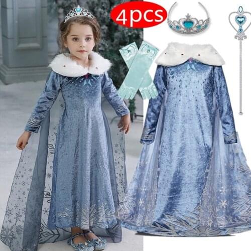 Princess Dresses Little Girls Shoulderless Cosplay Costume Birthday Party Clothing Christmas Belle Dress Robe Fille Halloween