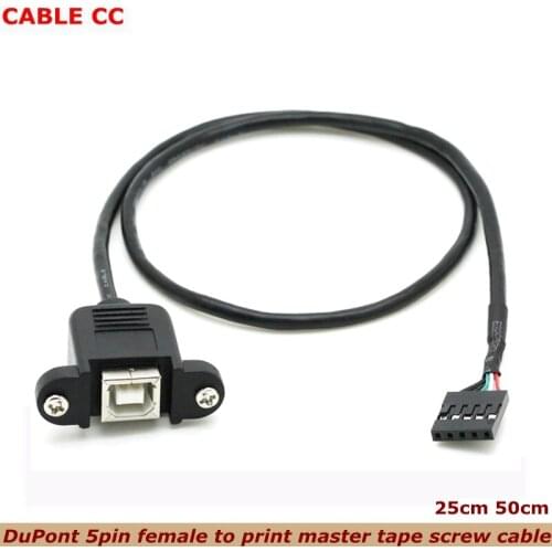 USB 2.0 Type B Printing Female Socket Panel Installed to 2.0mm Pitch DuPont 2.54 5-pin Female Shell PCB Motherboard Cable 0.25m