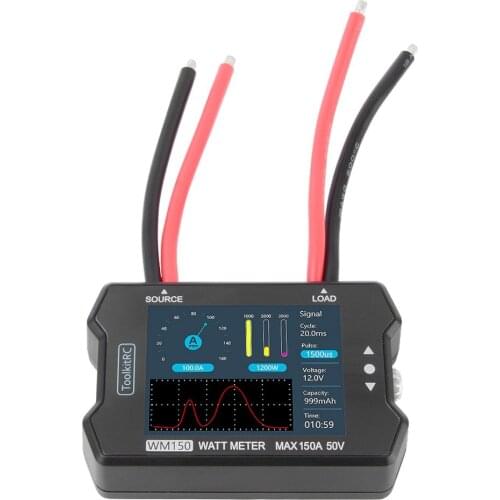 ToolKitRC WM150 Advanced Watt Meter 1-50v 150A 2.4" TFT Screen Display Power Voltage Current Tester PWM Output For RC FPV Drone