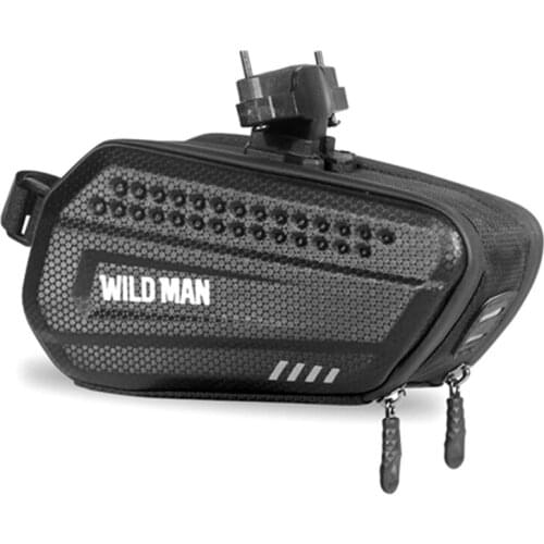WILD MAN Bicycle Reflective Saddle Rear Tool Bags 1.2L MTB Bike Mobile Phone Case Cycling Seatpost Seat Tail Hard Bags