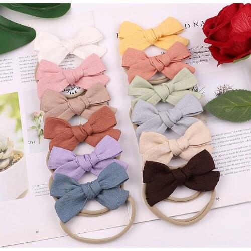 Nylon Bows Baby Headband Newborn Elastic Hair Bands For Cute Girls Solid Colors Headbands Turban Headwear Kids Hair Accessories