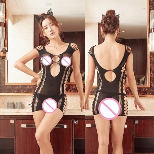 Plus Size Sexy Lingerie Female Hollow Out Babydoll Chemise Porn Sex Underwear Erotic Dress Elastic Erotic Lingerie Sexy Costumes