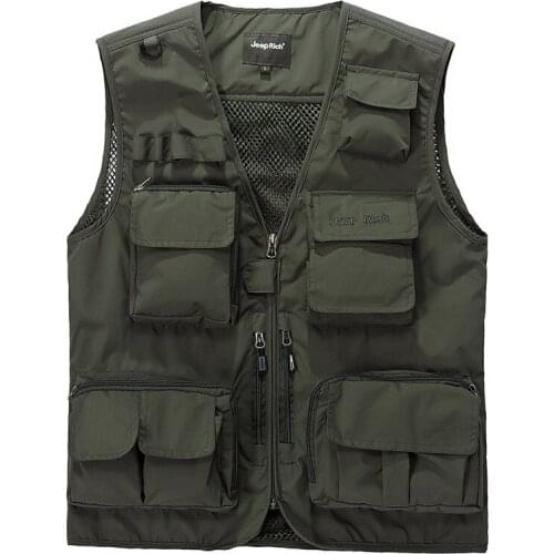 2019 New Summer Vest Men Casual Light Thin Mesh Multi-pockets Vest Male Loose Brand Mens Vest Mens Waistcoat