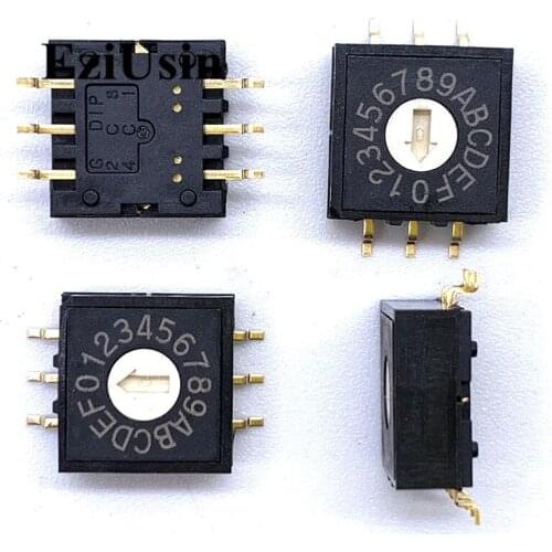 0-F 16 Rotary Coding Knob Switch SMD 6pins 0mm Shank 3:3 PCB Switching RM3AF-16R 6p