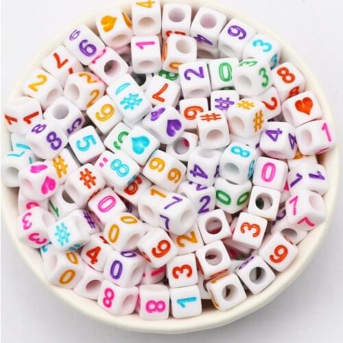 100-500pcs 6mm Mixed Number Acrylic Beads Square Cube Digital Beads For Jewelry Making DIY Crafts Scrapbooking Decoration