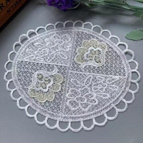 13*15 cm Lace Flower White Applique Ribbon Trim for Sofa Curtain Towel Bed Cover Trimmings Home Textiles DIY Polyester Mesh New