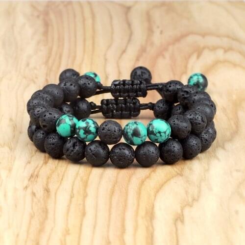 2pcs/set Couples Distance Woven Bracelet Natural Stone Yoga Beaded Bracelet for Men Women Best Friend Gift Charm Strand Jewelry