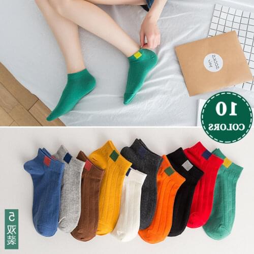 5 pairs 2020 New Fashion Men Socks Short Ankle Socks Cotton College Style Lines Black Casual Sock Size 39-43 hip hop women sock
