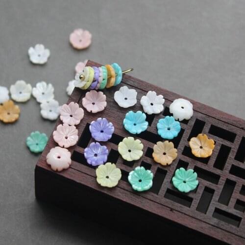 5pcs Natural Shell Colorful Carved Flower Beads Pendant 8mm Jewelry Making Handmade DIY Hair Clip Brooch Earring Accessories