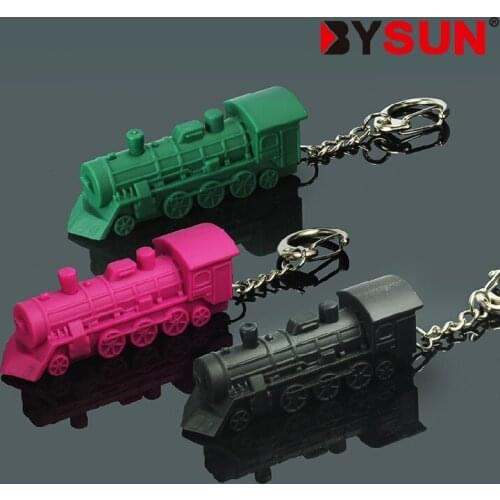 FREE SHIPPING BY DHL 200pcs/lot 2015 Plastic LED 3D Vintage Train Shaped Keychains with Sound Novelty Children Toy Keyrings