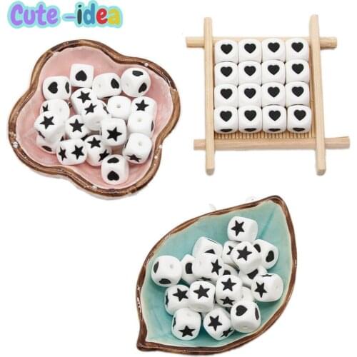 Cute-Idea 10PCs Cube Beads Teether Baby DIY Accessories Chain Jewelry Necelace Chewable Teething Soft Baby Product Food Grade