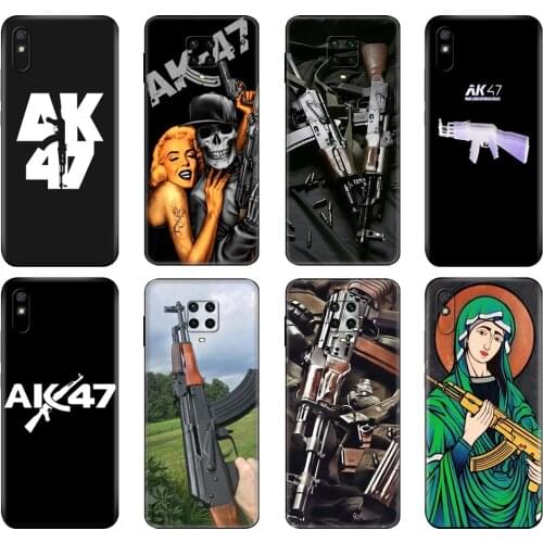 Black tpu Case For Xiaomi Redmi 7A 8 8A 9 9A 9C Case Redmi Note 8T 8 Pro T Note 9 9S 9 Pro Case AK47 Gun