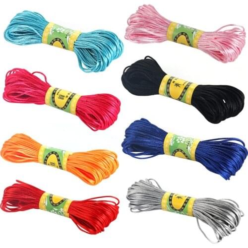 20M Dia 1.2mm Colorful Polyester Cord Thread Chinese Knot Cord Red Braided String Rope for Diy Bracelet Making Jewelry Findings