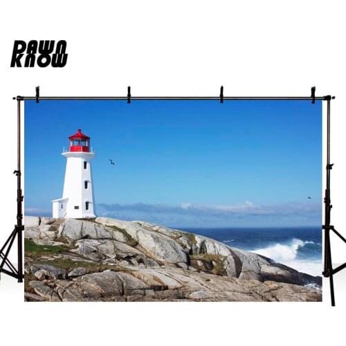 DAWNKNOW Seaside Photography Background Lighthouse Rock Wedding Photographic Backdrops Photo Studio Children Photocall lv1568