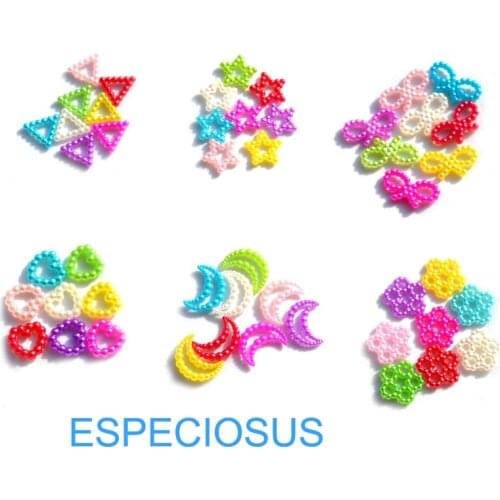 DIY Jewelry Accessories Heart Shape Plastic Pendants Imitation Pearl Beads Crafts Mix Color Art Scrapbooking Decoration 100pcs