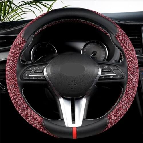 Breathable leather Car Steering Wheel Covers Anti-Slip Sweat-Absorbent Universal Steering Cover Auto Wheel Protector 38CM