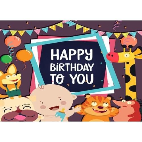 Cartoon children cute animals world birthday party set photography background photograph background